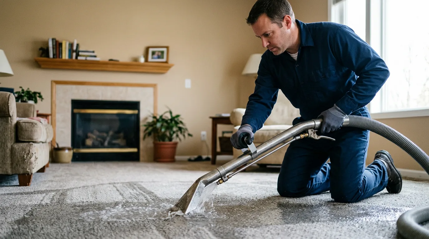 Water damage restoration technician working near Sabinsville, PA